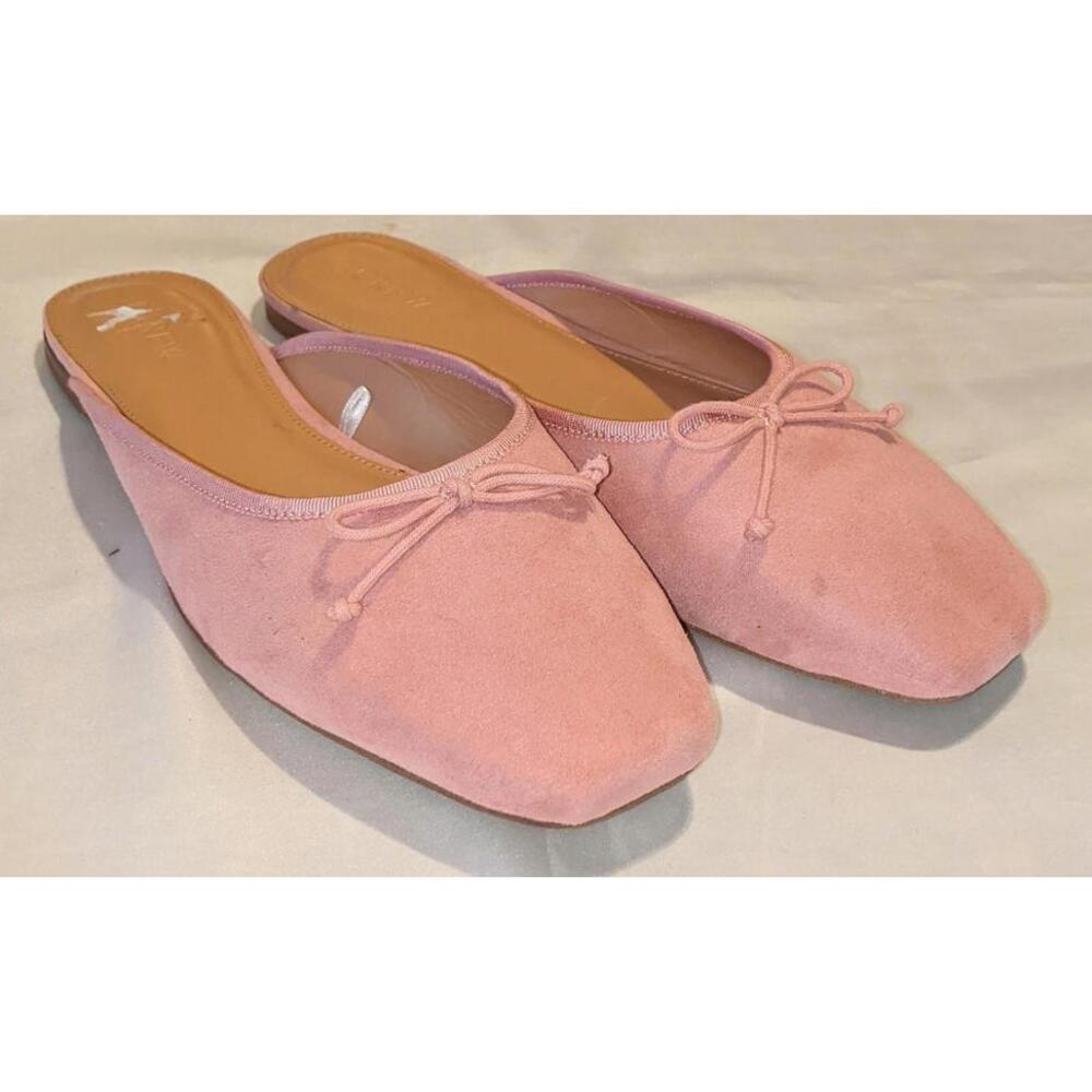 J. Crew Pink Suede Backless Ballet Flats